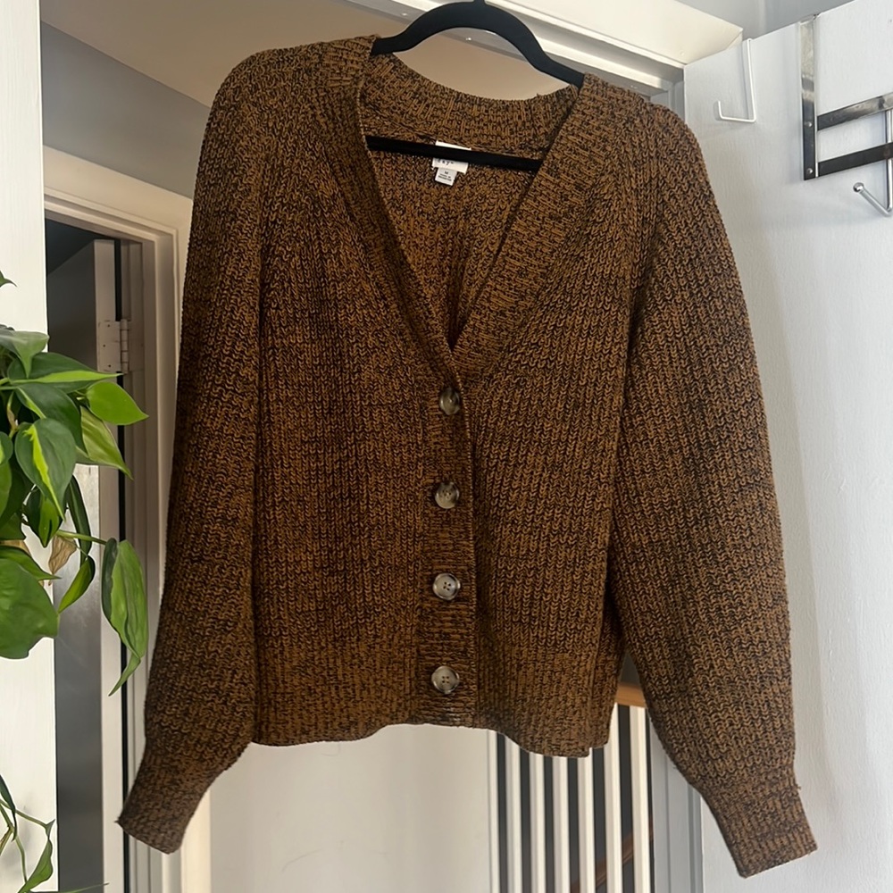 Brown and Black oversized v neck cardigan